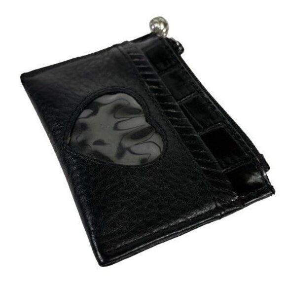 Brighton Leather Wallet Heart Coin Card ID Change Purse Black Croc Embossed Trim - Picture 3 of 10